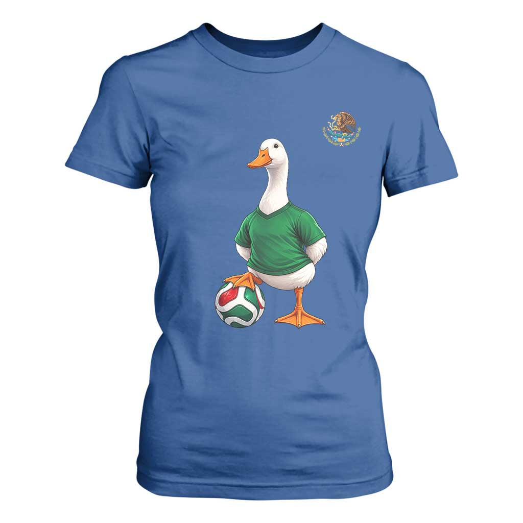 Merlin the Duck Soccer Player Mexico Fans T Shirt For Women Mexican Sports Futbol Lovers Viral Animal in Green Jersey Graphic