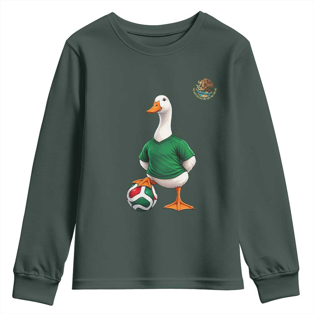 Merlin the Duck Soccer Player Mexico Fans Youth Sweatshirt Mexican Sports Futbol Lovers Viral Animal in Green Jersey Graphic