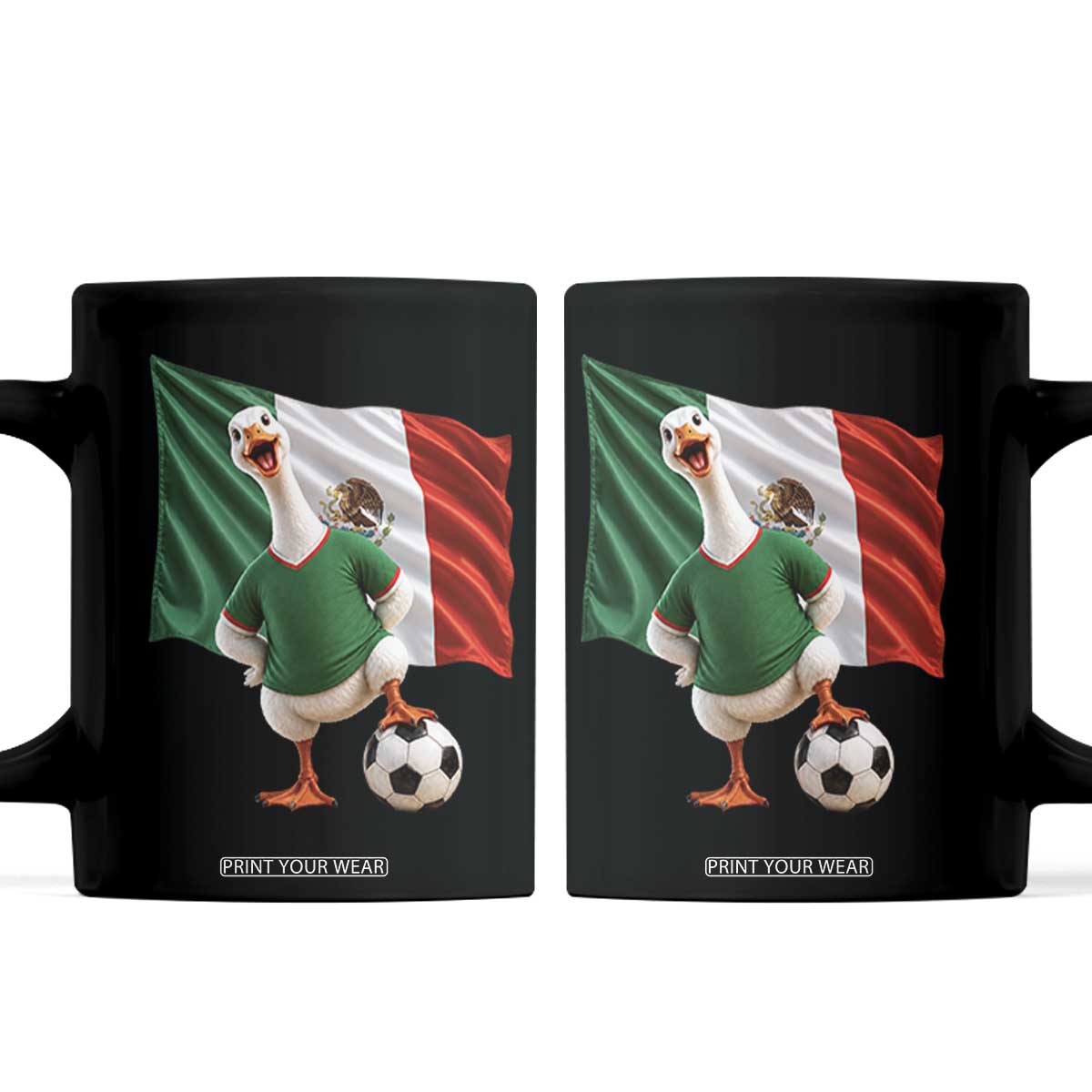 Funny Screaming Merlin the Duck Coffee Mug Mexico Soccer Flag Football Fans