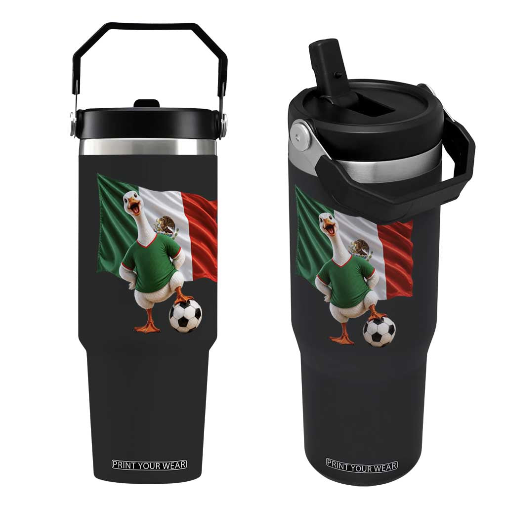 Funny Screaming Merlin the Duck Flip Straw Tumbler Mexico Soccer Flag Football Fans