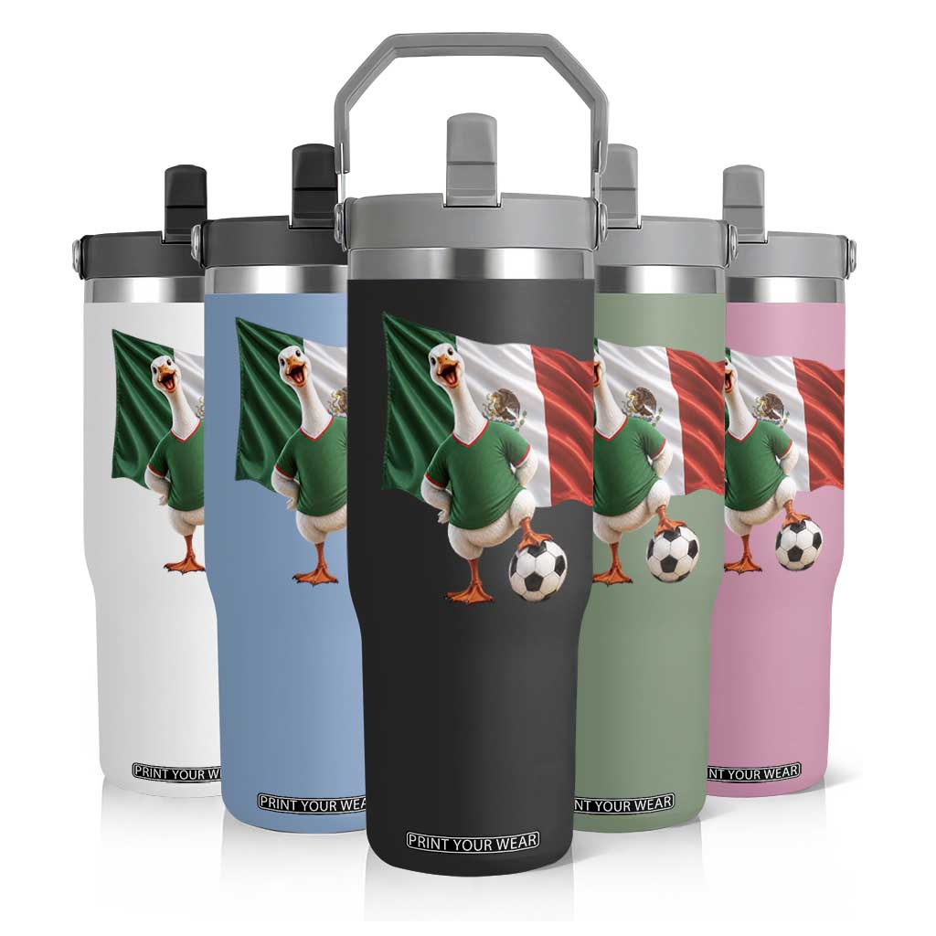 Funny Screaming Merlin the Duck Flip Straw Tumbler Mexico Soccer Flag Football Fans