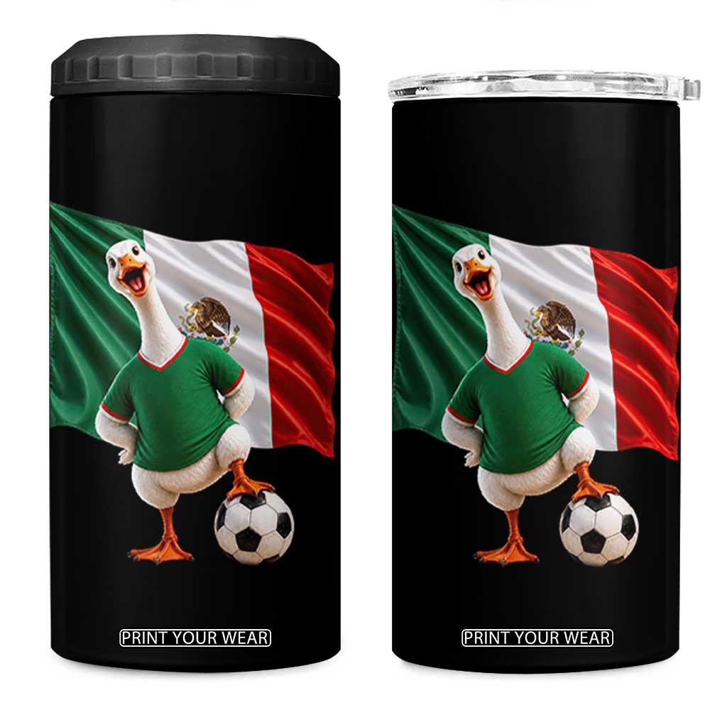 Funny Screaming Merlin the Duck 4 in 1 Can Cooler Tumbler Mexico Soccer Flag Football Fans