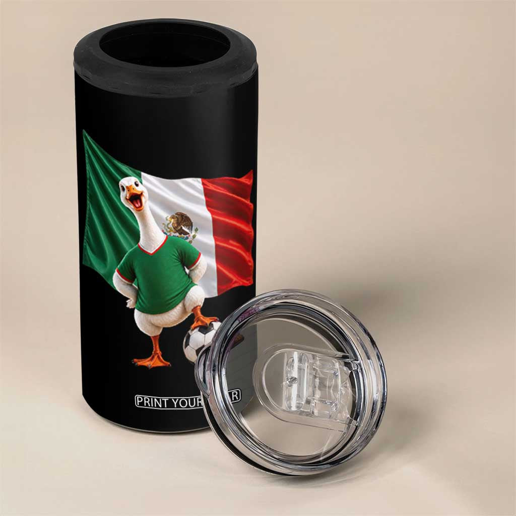 Funny Screaming Merlin the Duck 4 in 1 Can Cooler Tumbler Mexico Soccer Flag Football Fans