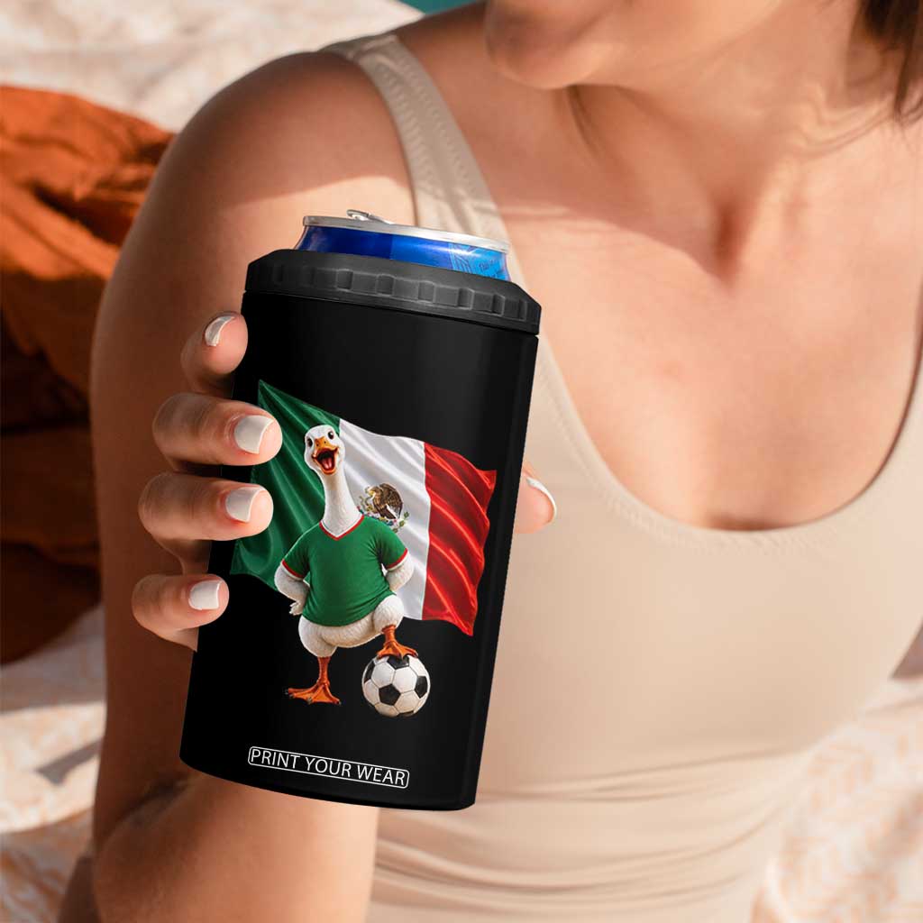 Funny Screaming Merlin the Duck 4 in 1 Can Cooler Tumbler Mexico Soccer Flag Football Fans
