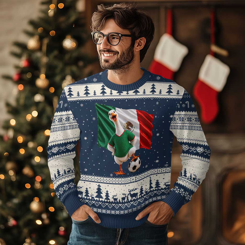 Funny Screaming Merlin the Duck Ugly Christmas Sweater Mexico Soccer Flag Football Fans
