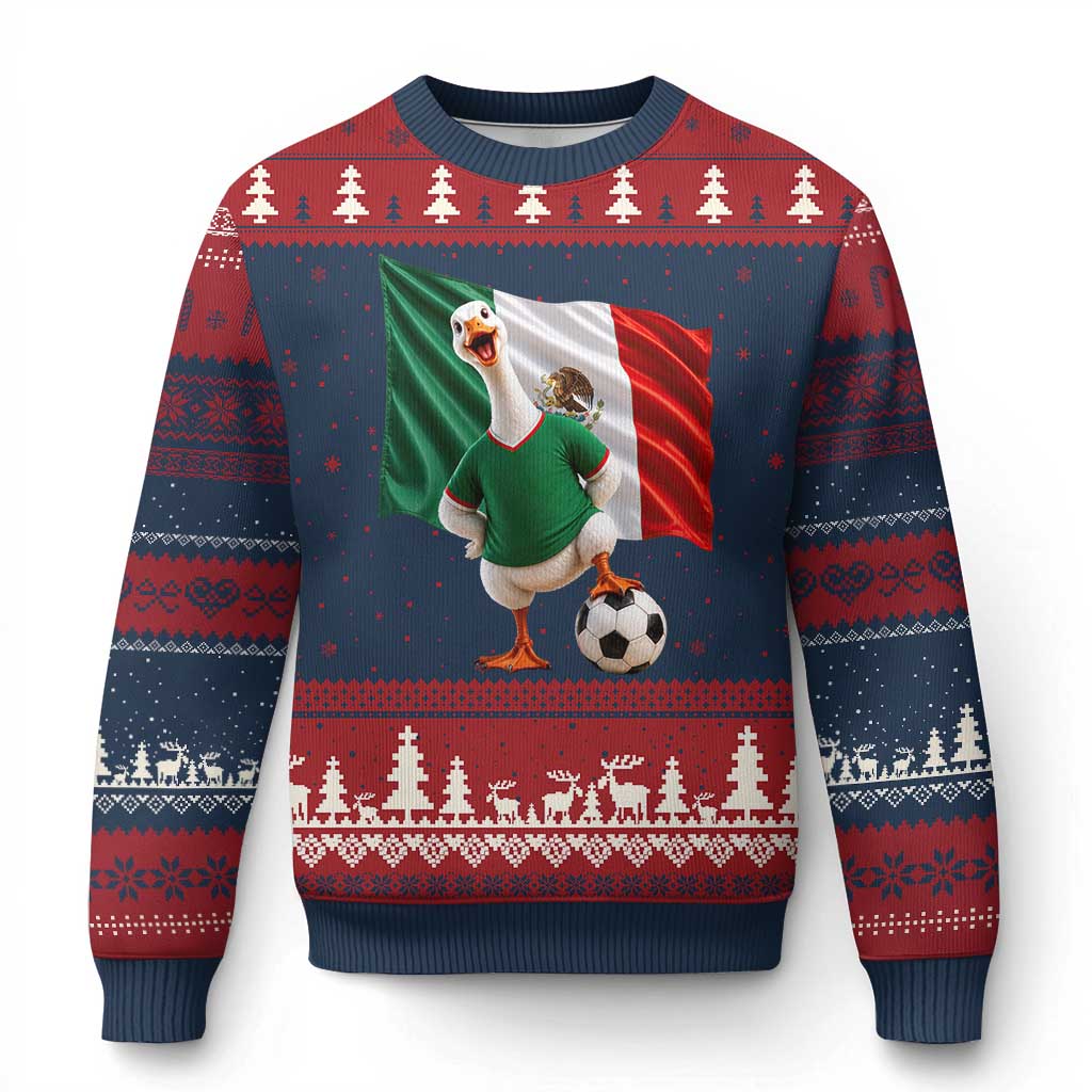 Funny Screaming Merlin the Duck Ugly Christmas Sweater Mexico Soccer Flag Football Fans TS02 Navy Red Print Your Wear