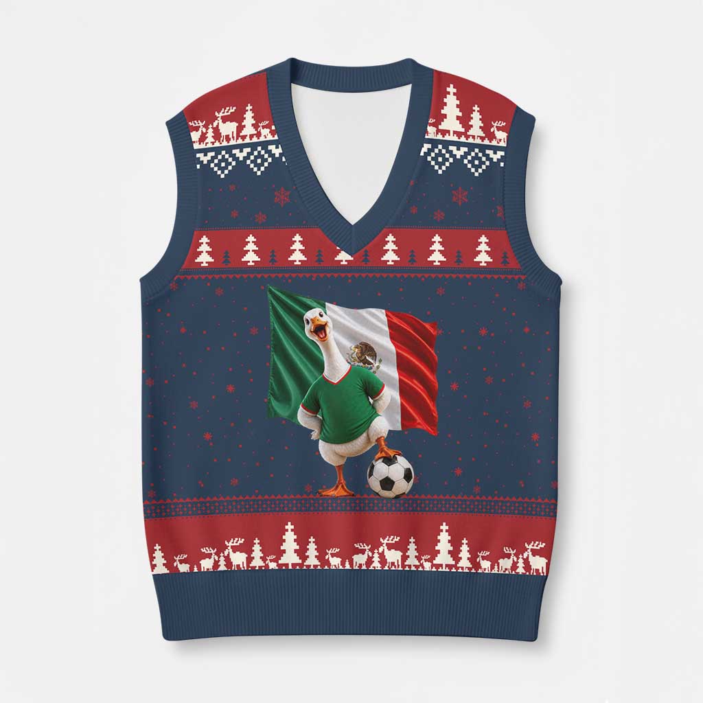 Funny Screaming Merlin the Duck V-Neck Knit Sweater Vest Mexico Soccer Flag Football Fans TS02 Navy Red Print Your Wear