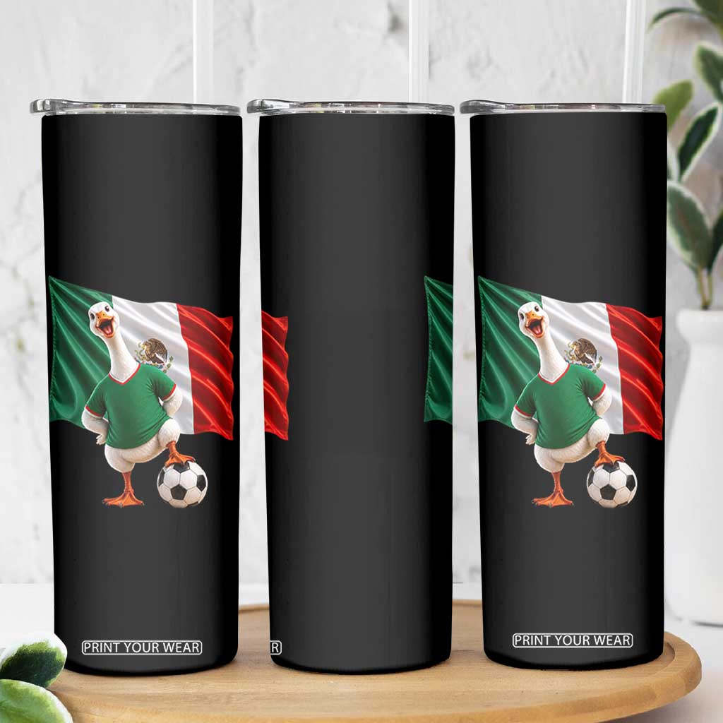 Funny Screaming Merlin the Duck Skinny Tumbler Mexico Soccer Flag Football Fans