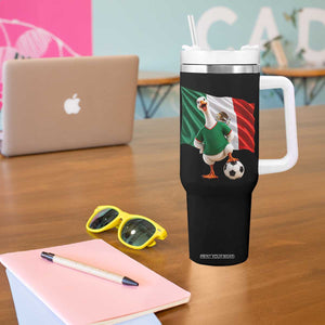 Funny Screaming Merlin the Duck Tumbler With Handle Mexico Soccer Flag Football Fans