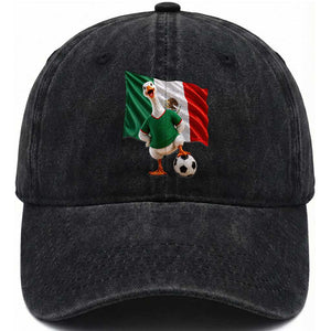 Funny Screaming Merlin the Duck Washed Cotton Baseball Cap Mexico Soccer Flag Football Fans