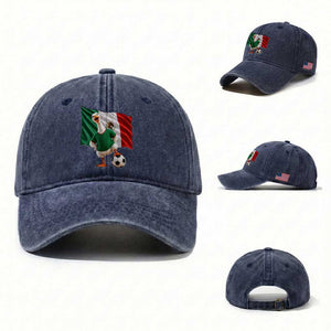 Funny Screaming Merlin the Duck Washed Cotton Baseball Cap Mexico Soccer Flag Football Fans