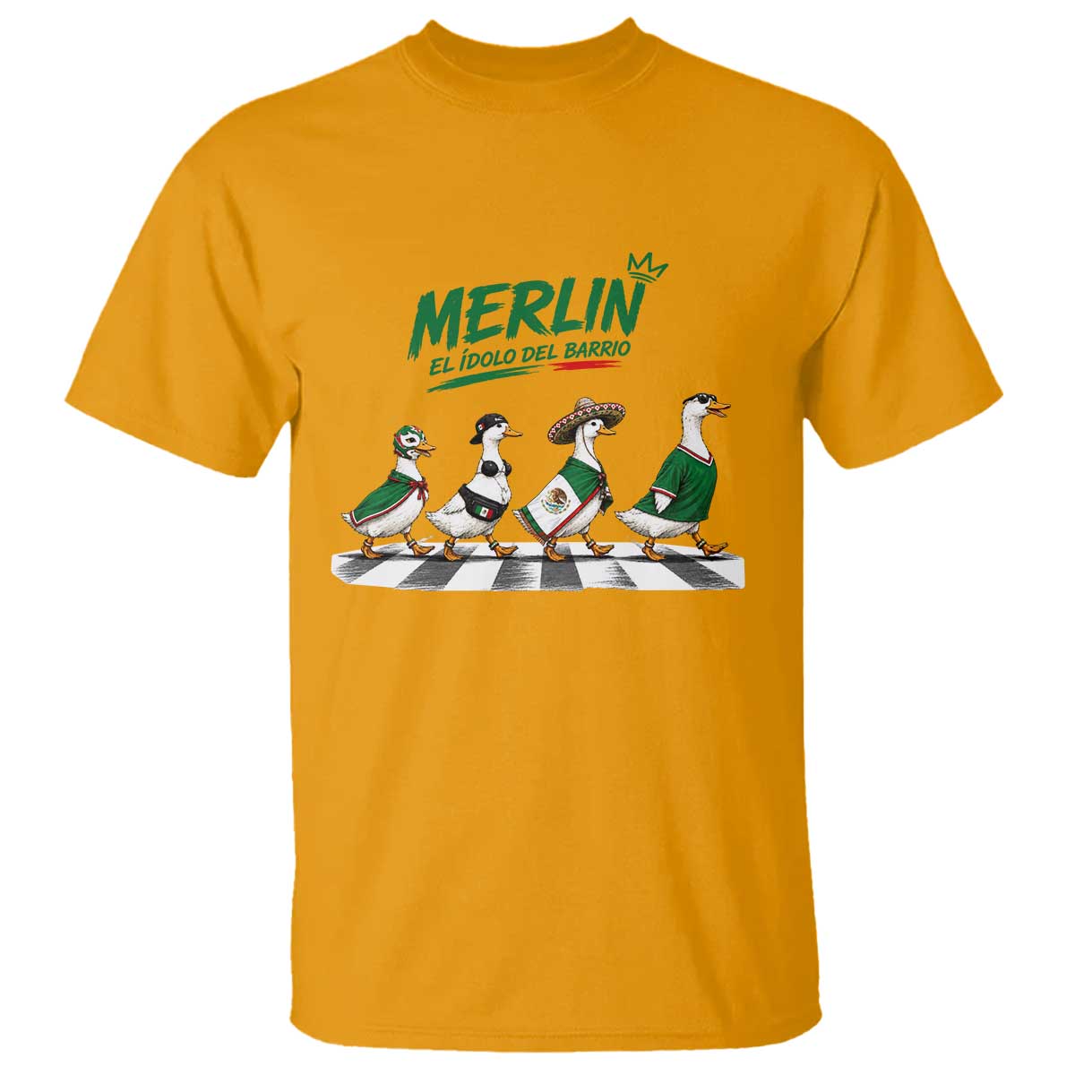 Merlin the Ducks Crosswalk Walk Parody T Shirt El Idolo Del Barrio Mexico Duck Soccer Football Fans