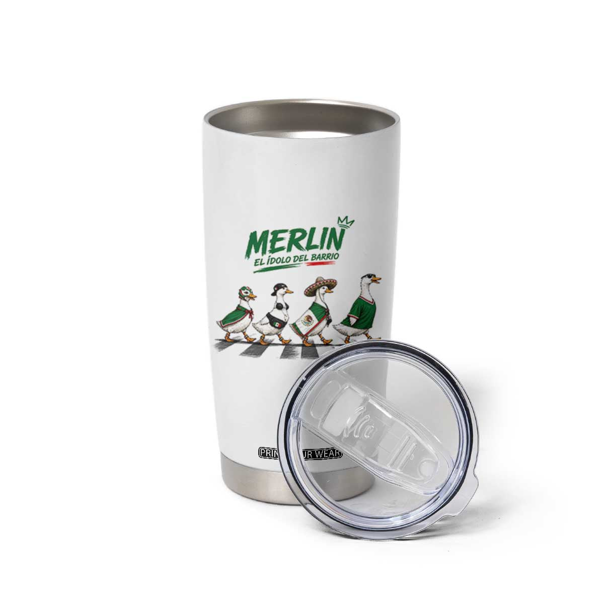 Merlin the Ducks Crosswalk Walk Parody Tumbler Cup El Idolo Del Barrio Mexico Duck Soccer Football Fans