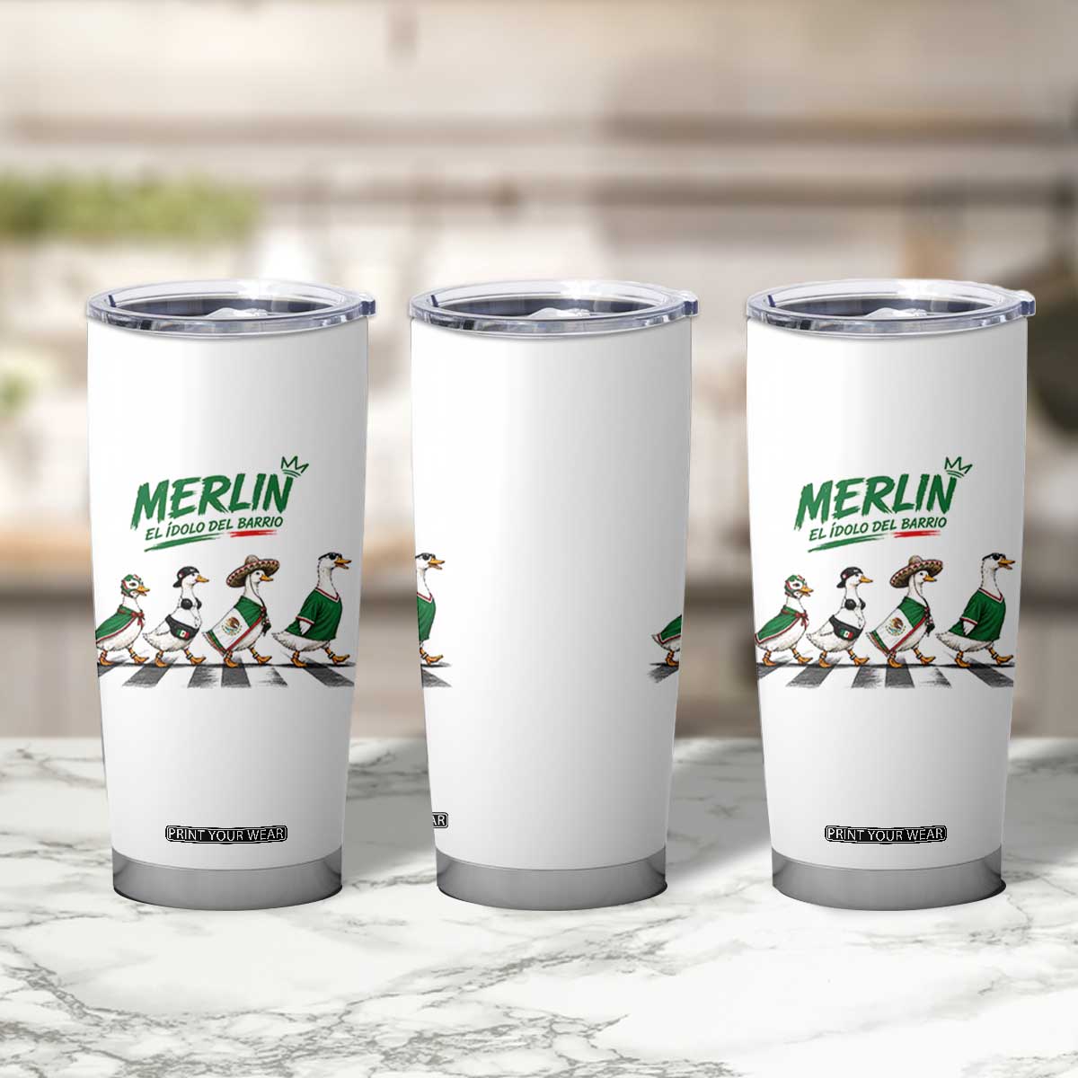 Merlin the Ducks Crosswalk Walk Parody Tumbler Cup El Idolo Del Barrio Mexico Duck Soccer Football Fans