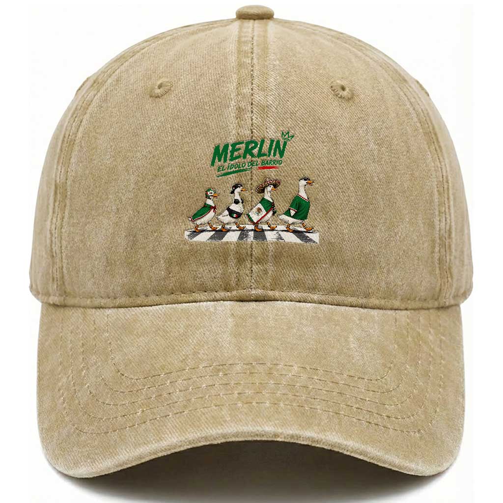 Merlin the Ducks Crosswalk Walk Parody Washed Cotton Baseball Cap El Idolo Del Barrio Mexico Duck Soccer Football Fans