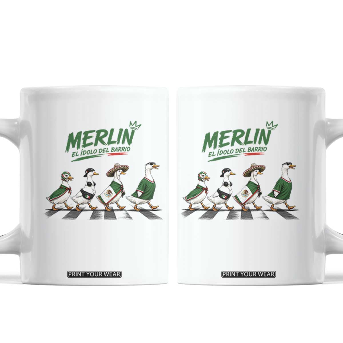 Merlin the Ducks Crosswalk Walk Parody Coffee Mug El Idolo Del Barrio Mexico Duck Soccer Football Fans