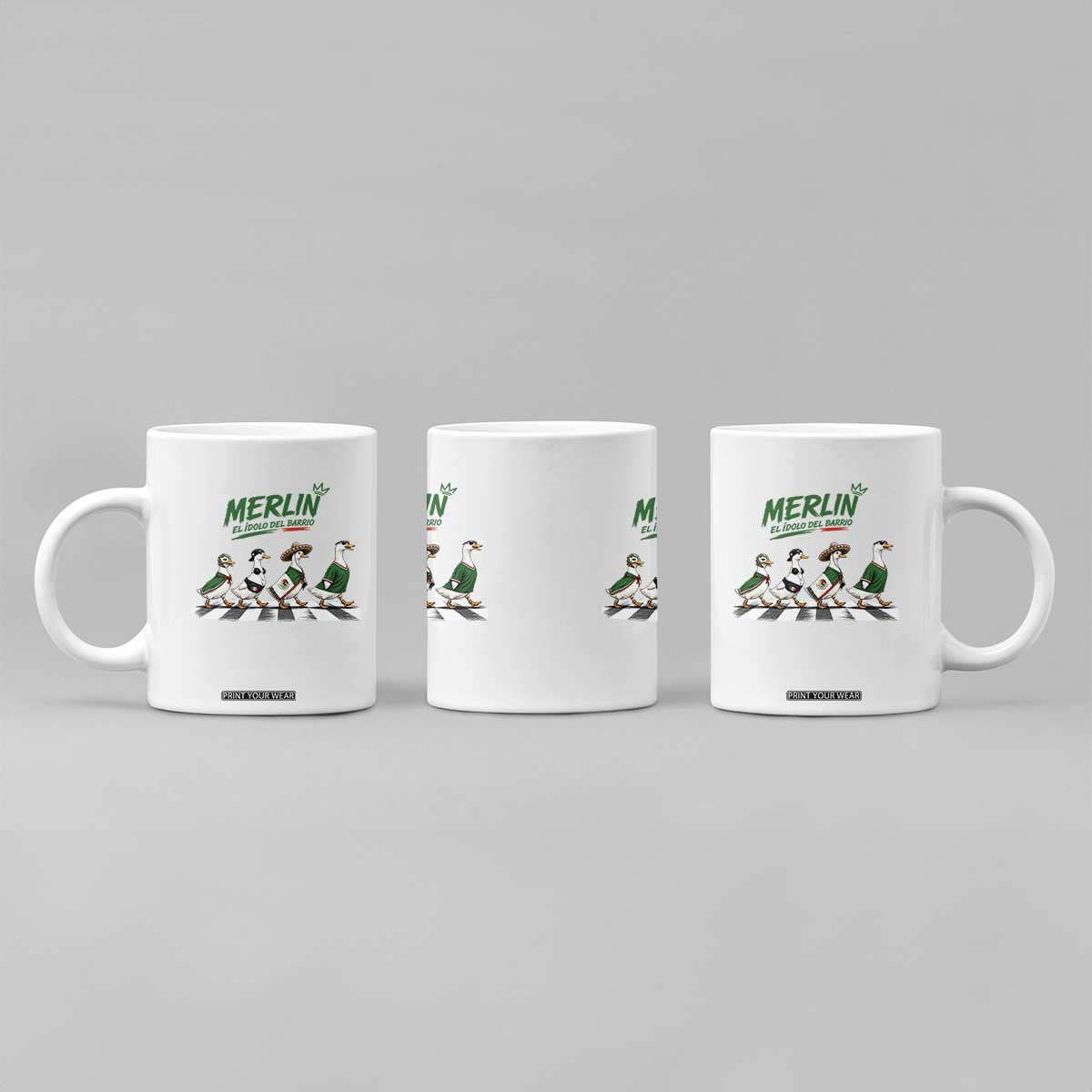 Merlin the Ducks Crosswalk Walk Parody Coffee Mug El Idolo Del Barrio Mexico Duck Soccer Football Fans