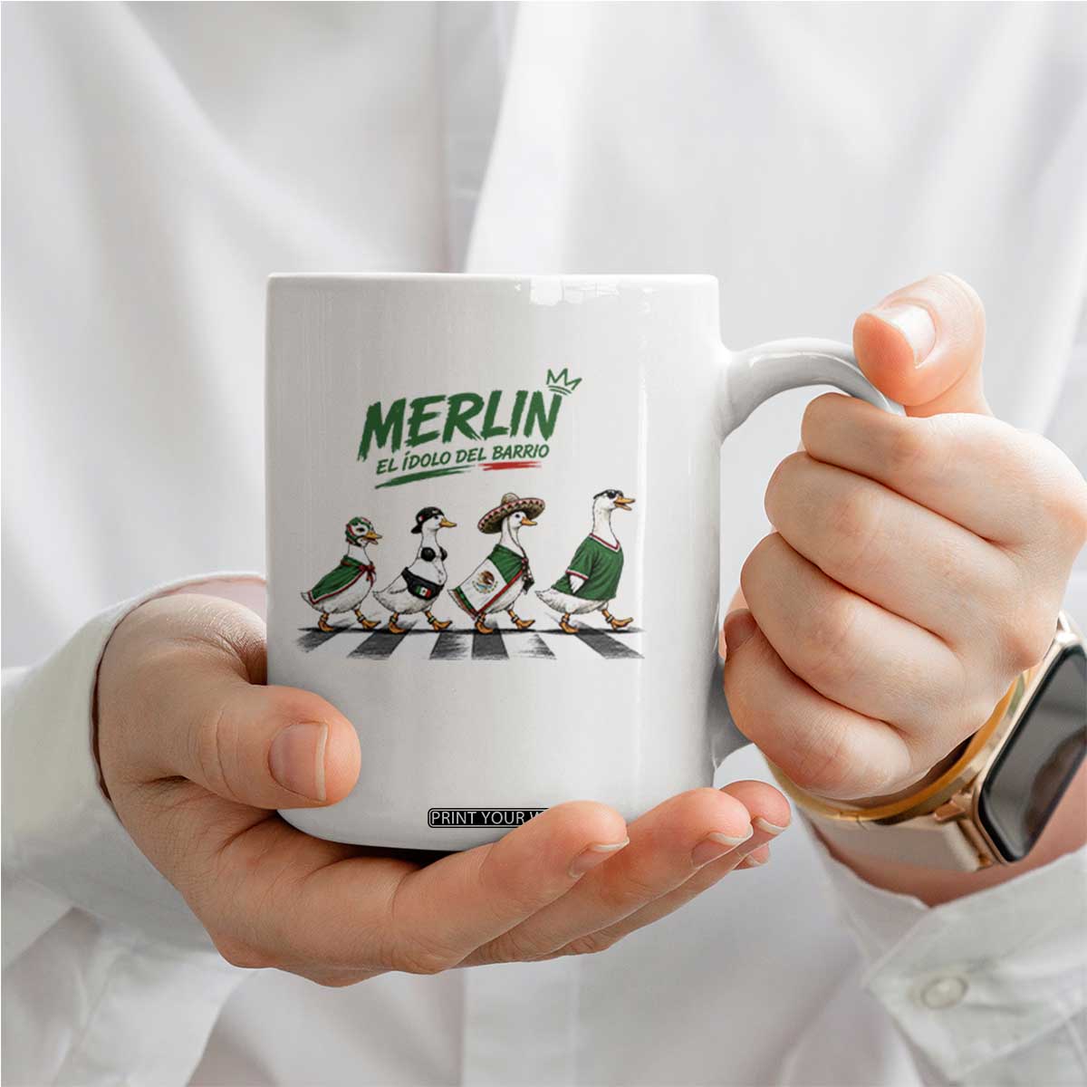 Merlin the Ducks Crosswalk Walk Parody Coffee Mug El Idolo Del Barrio Mexico Duck Soccer Football Fans