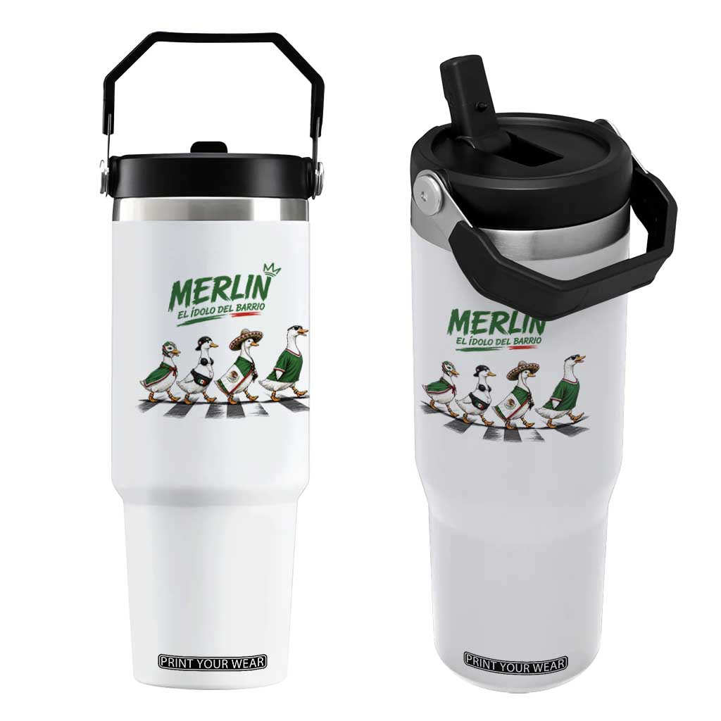 Merlin the Ducks Crosswalk Walk Parody Flip Straw Tumbler El Idolo Del Barrio Mexico Duck Soccer Football Fans