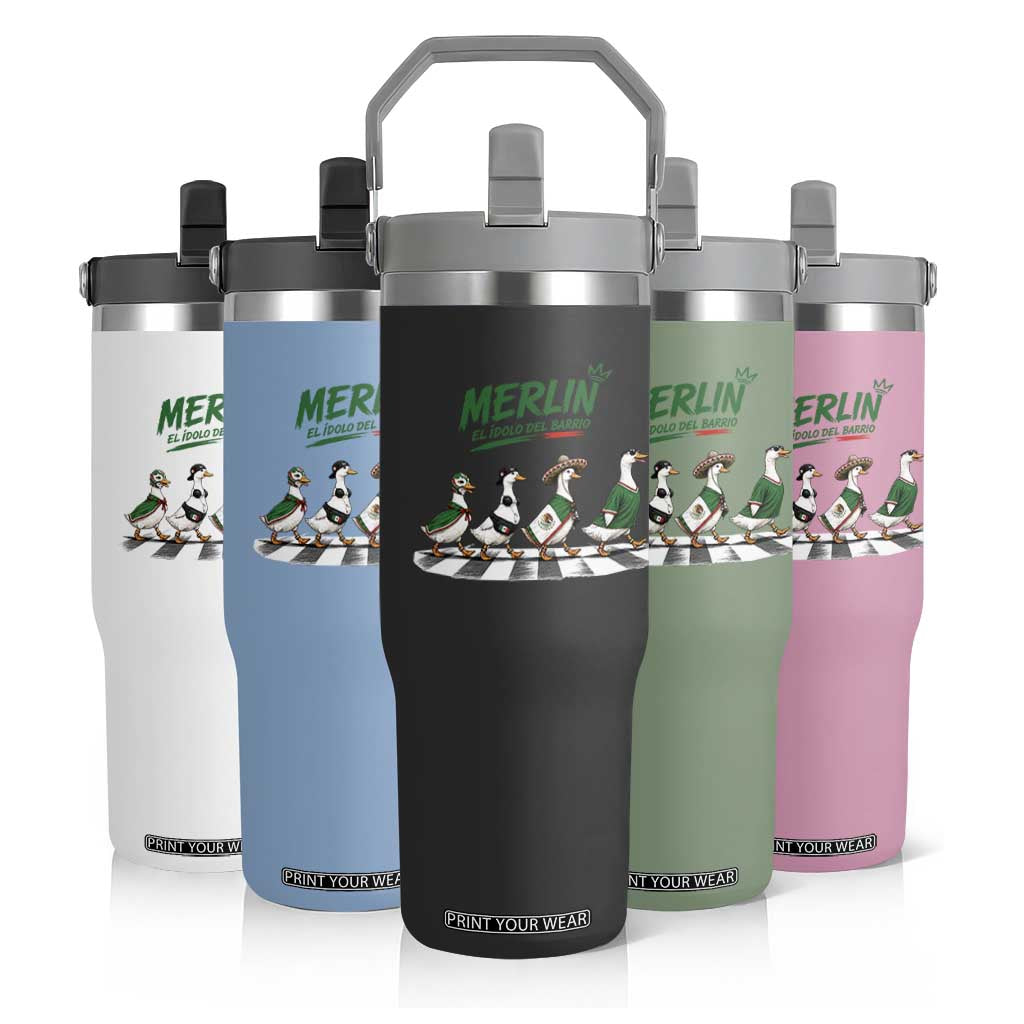 Merlin the Ducks Crosswalk Walk Parody Flip Straw Tumbler El Idolo Del Barrio Mexico Duck Soccer Football Fans