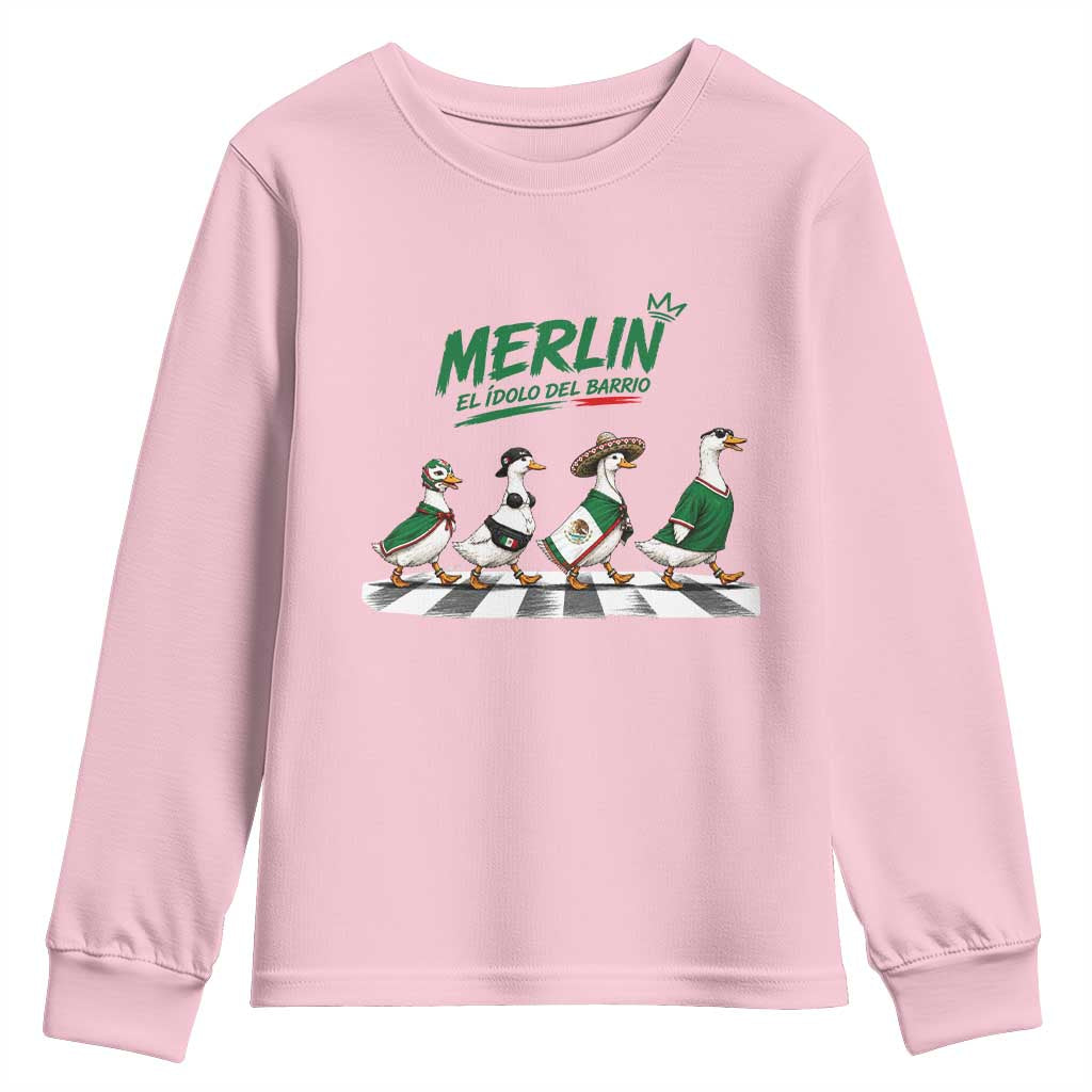 Merlin the Ducks Crosswalk Walk Parody Youth Sweatshirt El Idolo Del Barrio Mexico Duck Soccer Football Fans