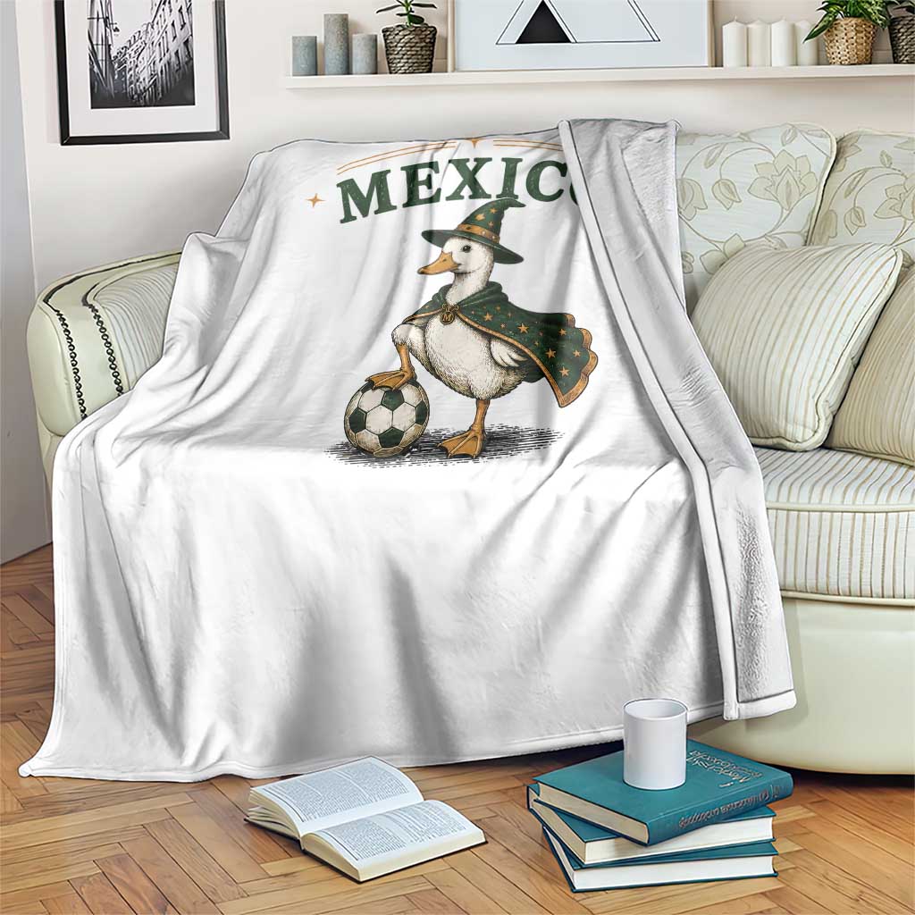 Vintage Mexico Soccer Wizard Duck Magical Fantasy Throw Blanket Retro Mexican Pride Football Fans