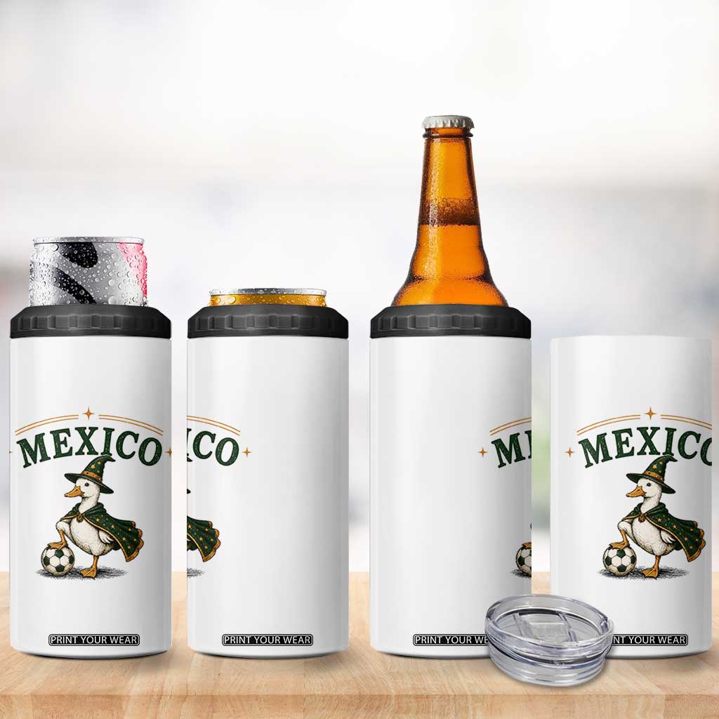 Vintage Mexico Soccer Wizard Duck Magical Fantasy 4 in 1 Can Cooler Tumbler Retro Mexican Pride Football Fans