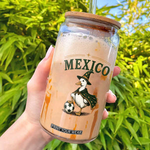Vintage Mexico Soccer Wizard Duck Magical Fantasy Glass Can Retro Mexican Pride Football Fans