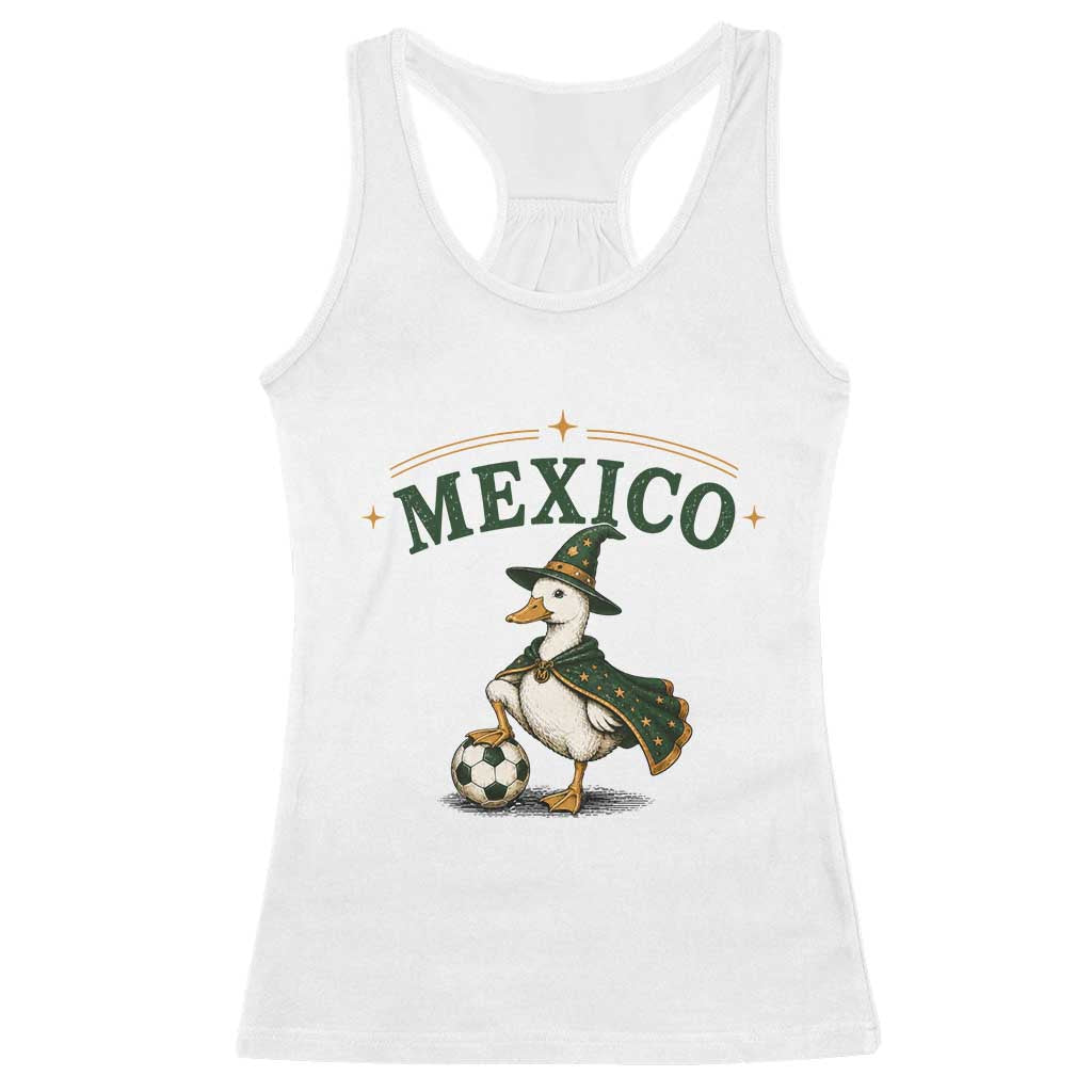 Vintage Mexico Soccer Wizard Duck Magical Fantasy Racerback Tank Top Retro Mexican Pride Football Fans