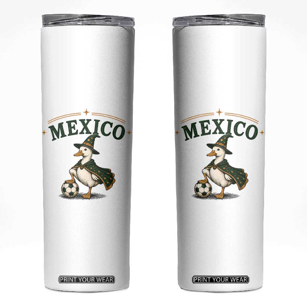 Vintage Mexico Soccer Wizard Duck Magical Fantasy Skinny Tumbler Retro Mexican Pride Football Fans