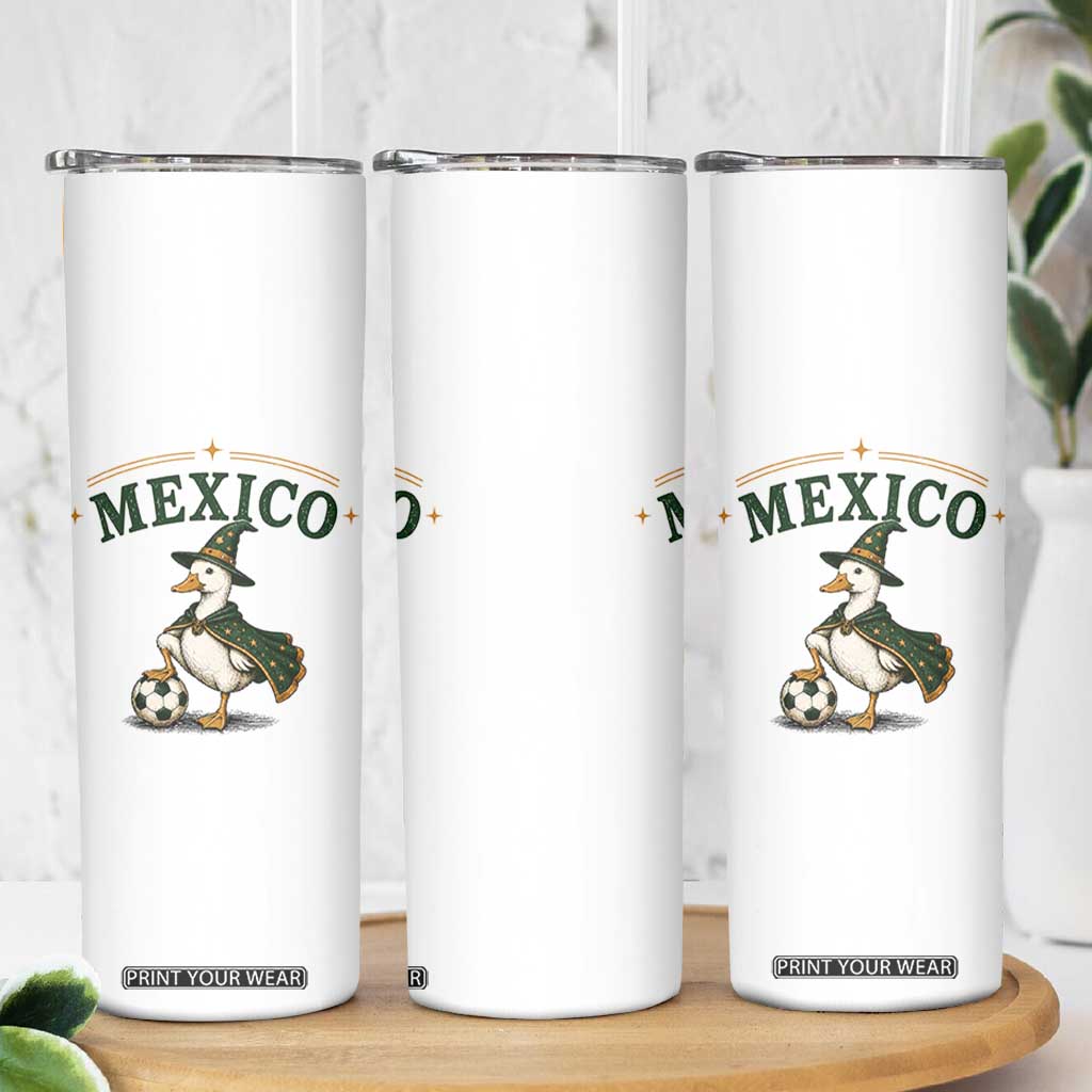Vintage Mexico Soccer Wizard Duck Magical Fantasy Skinny Tumbler Retro Mexican Pride Football Fans