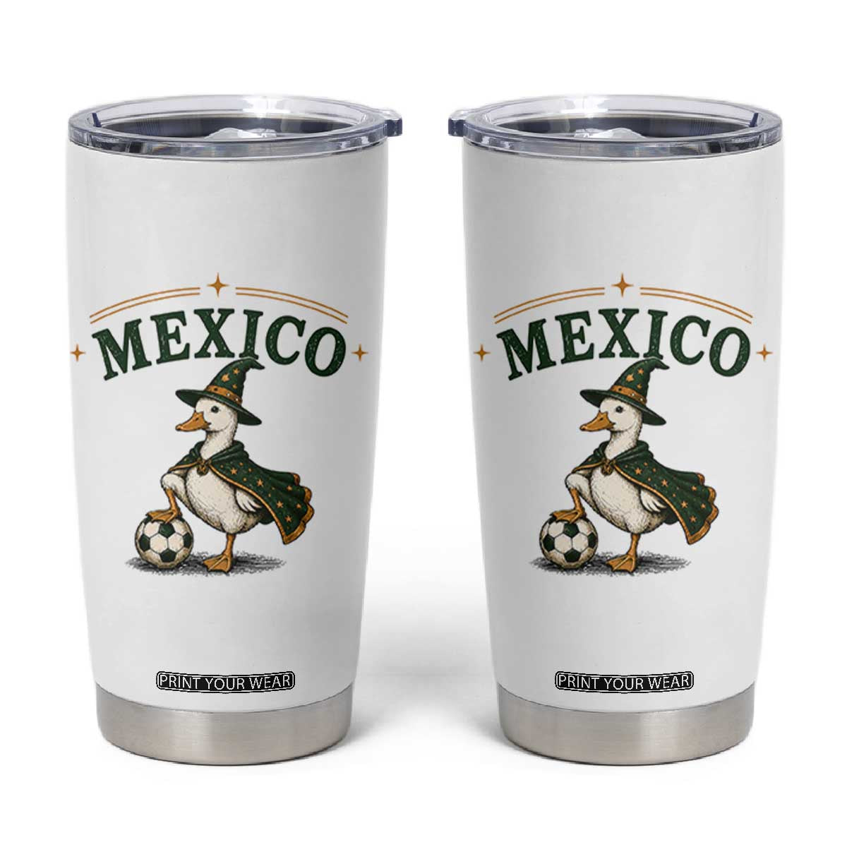 Vintage Mexico Soccer Wizard Duck Magical Fantasy Tumbler Cup Retro Mexican Pride Football Fans