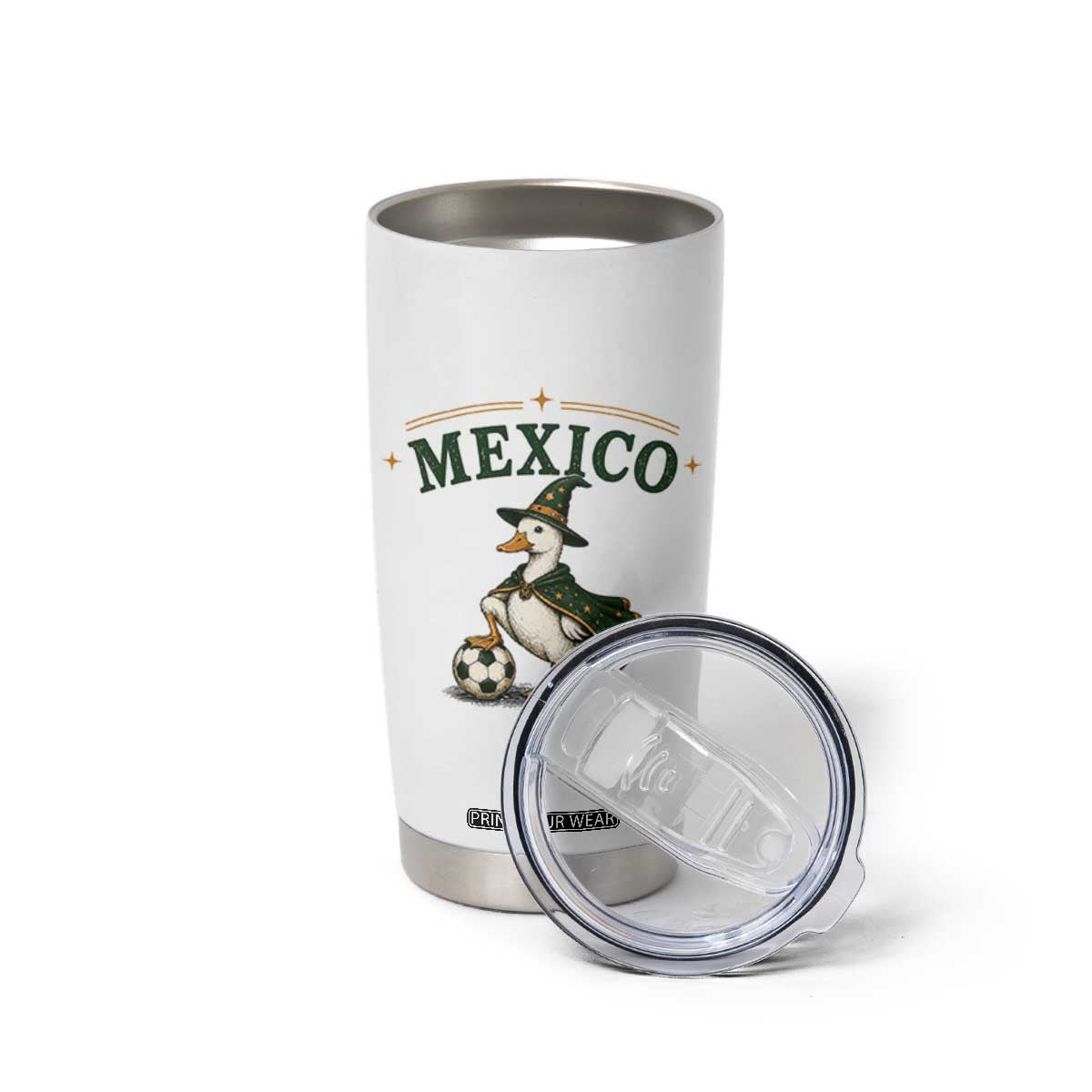 Vintage Mexico Soccer Wizard Duck Magical Fantasy Tumbler Cup Retro Mexican Pride Football Fans
