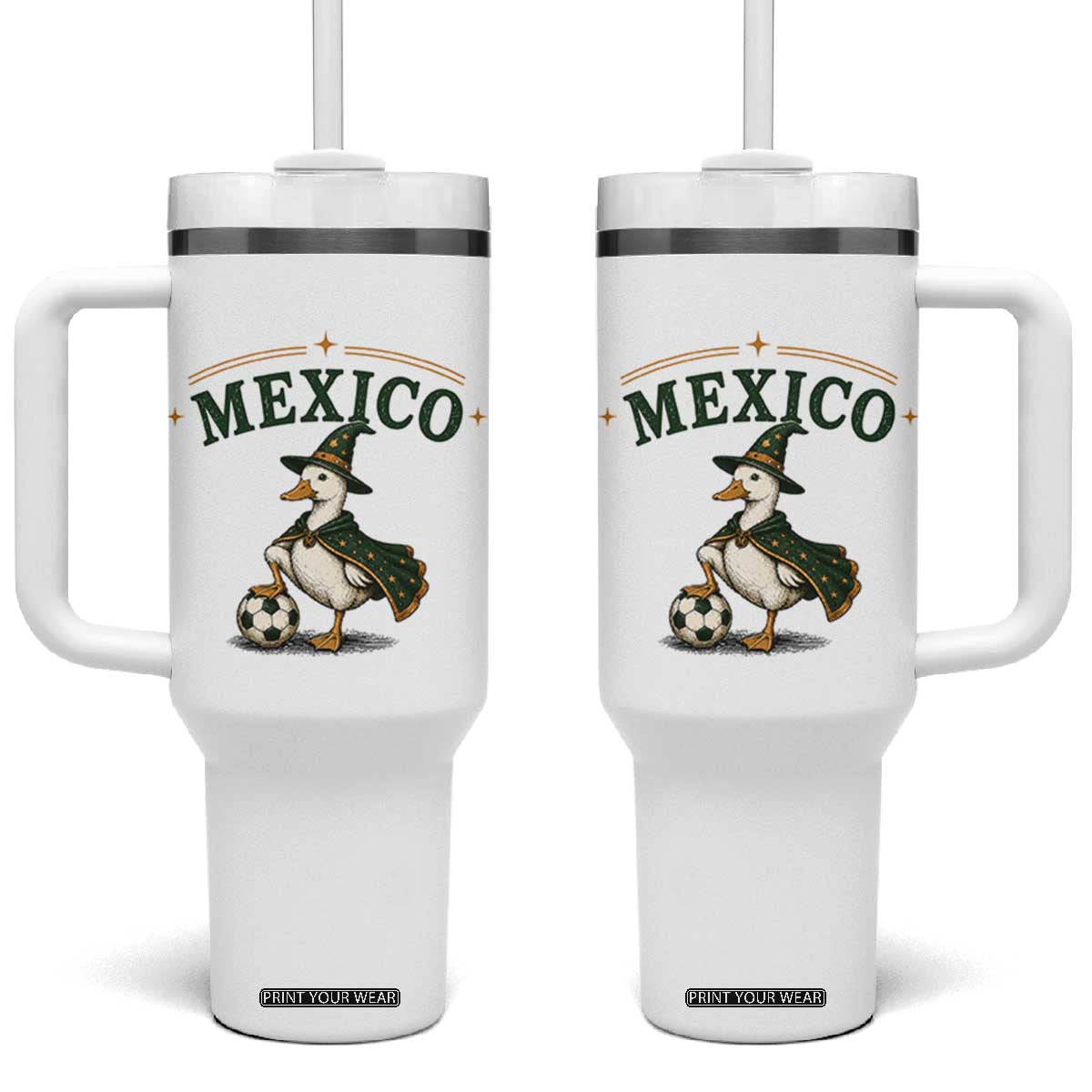 Vintage Mexico Soccer Wizard Duck Magical Fantasy Tumbler With Handle Retro Mexican Pride Football Fans