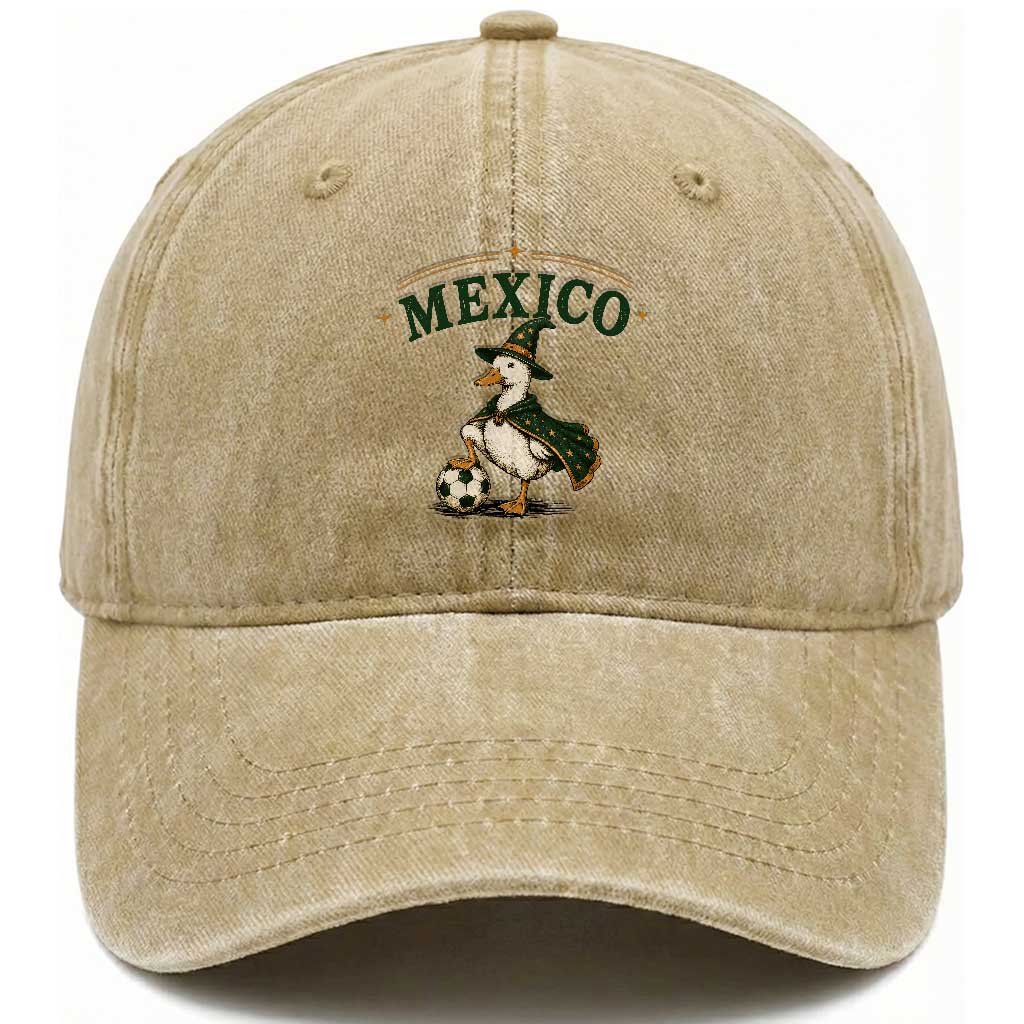 Vintage Mexico Soccer Wizard Duck Magical Fantasy Washed Cotton Baseball Cap Retro Mexican Pride Football Fans