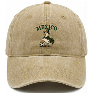 Vintage Mexico Soccer Wizard Duck Magical Fantasy Washed Cotton Baseball Cap Retro Mexican Pride Football Fans