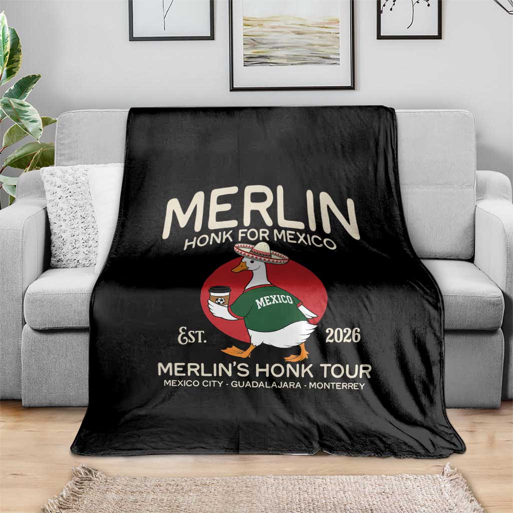 Merlin the Duck Honk Tour Mexico Retro Band Parody Throw Blanket Mexican Pride Soccer Locer Football Fans