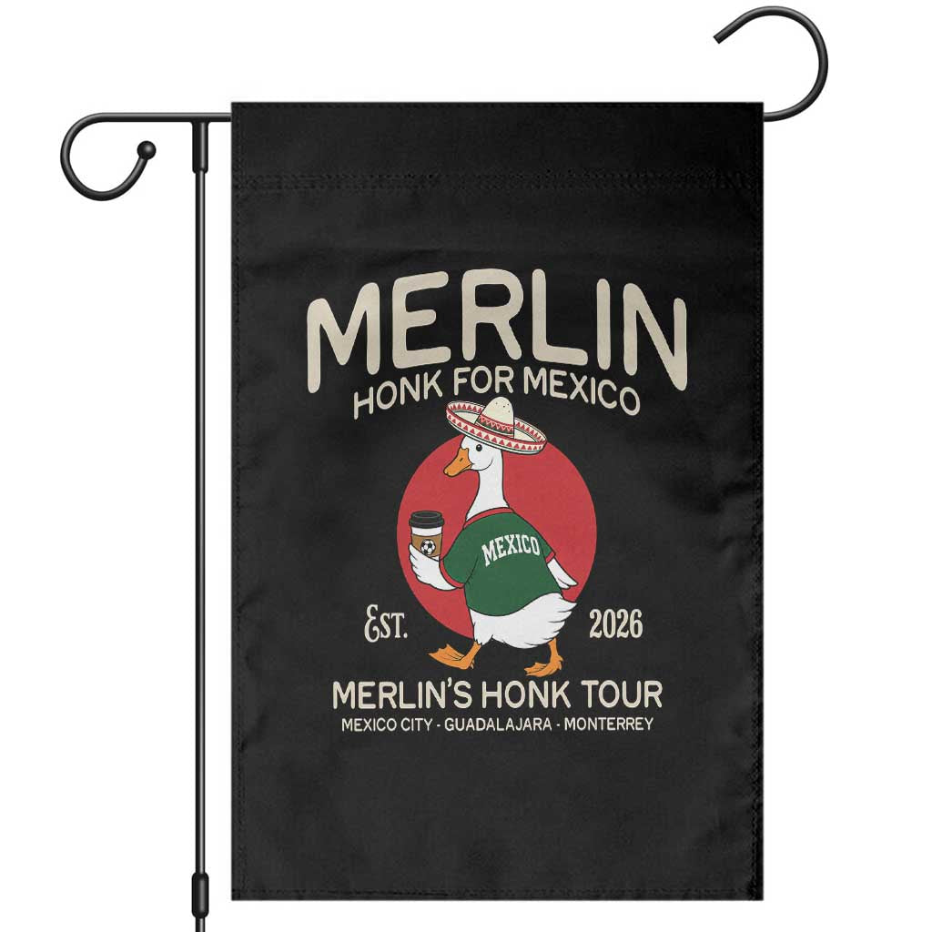 Merlin the Duck Honk Tour Mexico Retro Band Parody Garden Flag Mexican Pride Soccer Locer Football Fans