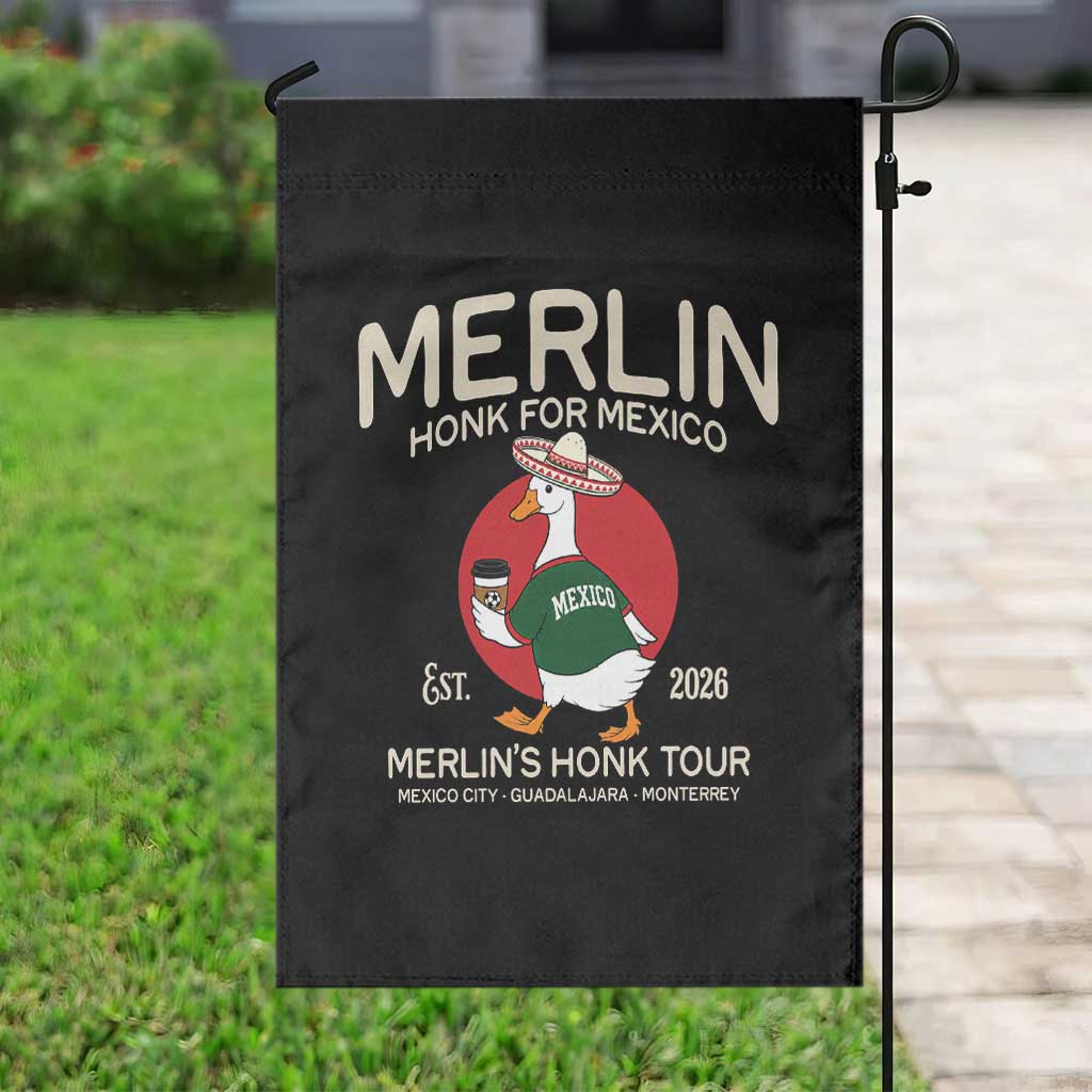 Merlin the Duck Honk Tour Mexico Retro Band Parody Garden Flag Mexican Pride Soccer Locer Football Fans