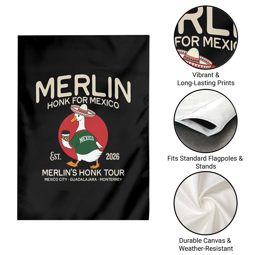 Merlin the Duck Honk Tour Mexico Retro Band Parody Garden Flag Mexican Pride Soccer Locer Football Fans