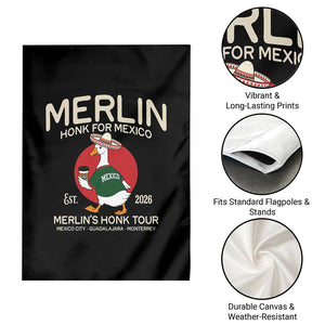 Merlin the Duck Honk Tour Mexico Retro Band Parody Garden Flag Mexican Pride Soccer Locer Football Fans
