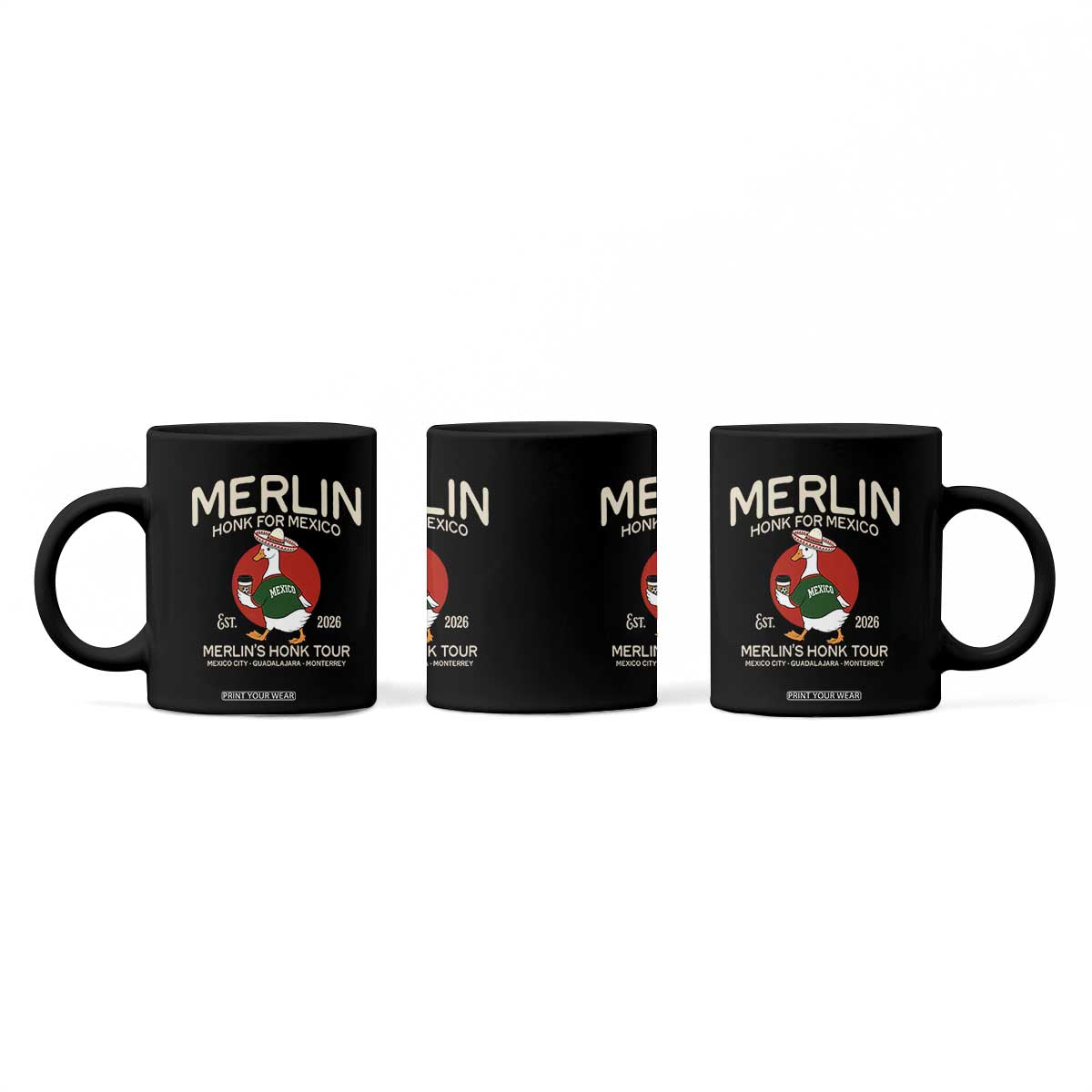 Merlin the Duck Honk Tour Mexico Retro Band Parody Coffee Mug Mexican Pride Soccer Locer Football Fans