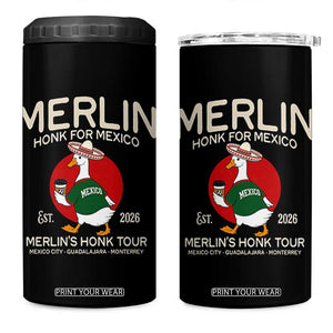 Merlin the Duck Honk Tour Mexico Retro Band Parody 4 in 1 Can Cooler Tumbler Mexican Pride Soccer Locer Football Fans