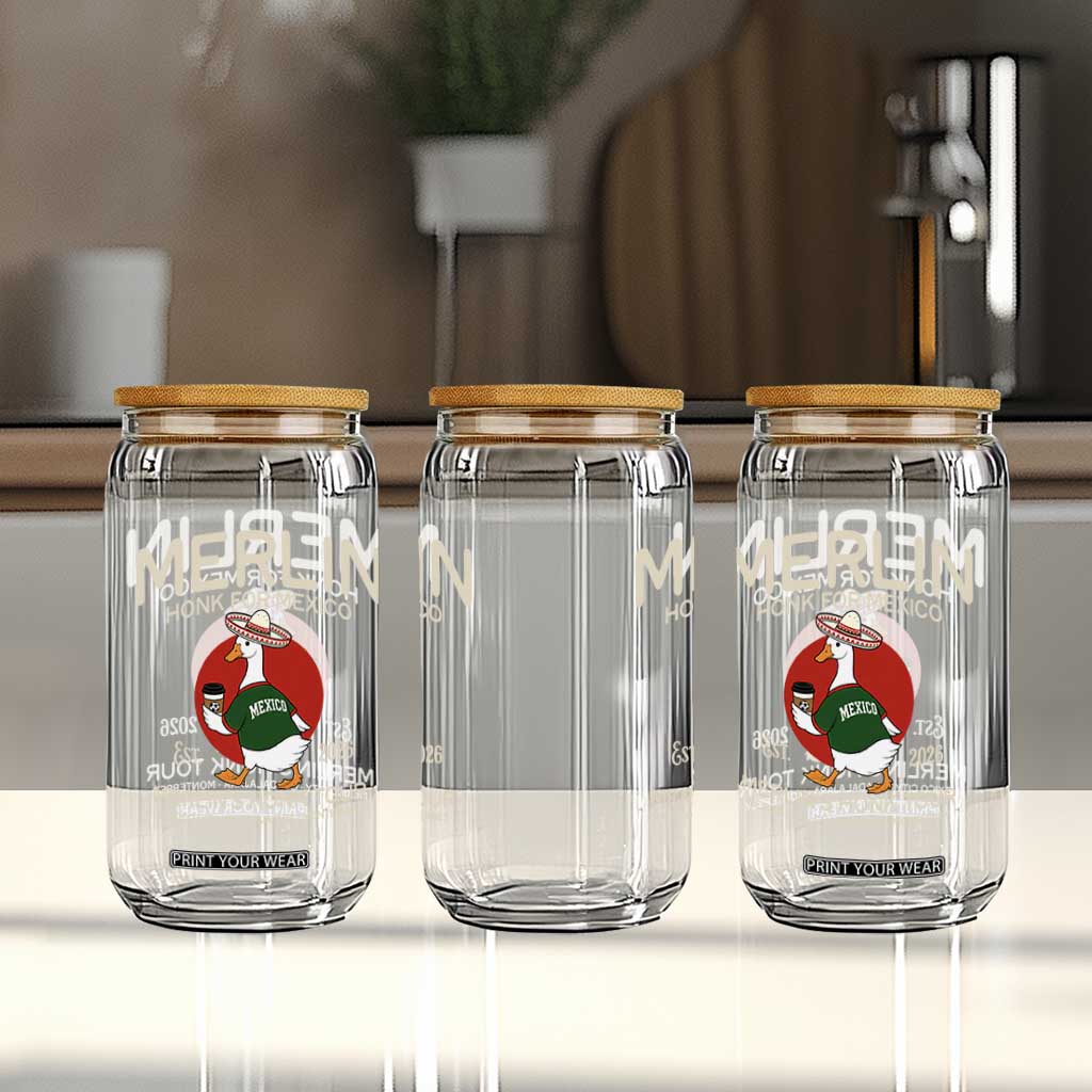 Merlin the Duck Honk Tour Mexico Retro Band Parody Glass Can Mexican Pride Soccer Locer Football Fans