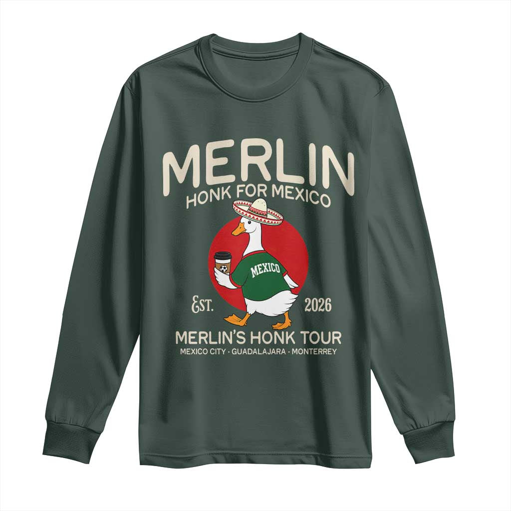 Merlin the Duck Honk Tour Mexico Retro Band Parody Long Sleeve Shirt Mexican Pride Soccer Locer Football Fans