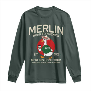 Merlin the Duck Honk Tour Mexico Retro Band Parody Long Sleeve Shirt Mexican Pride Soccer Locer Football Fans