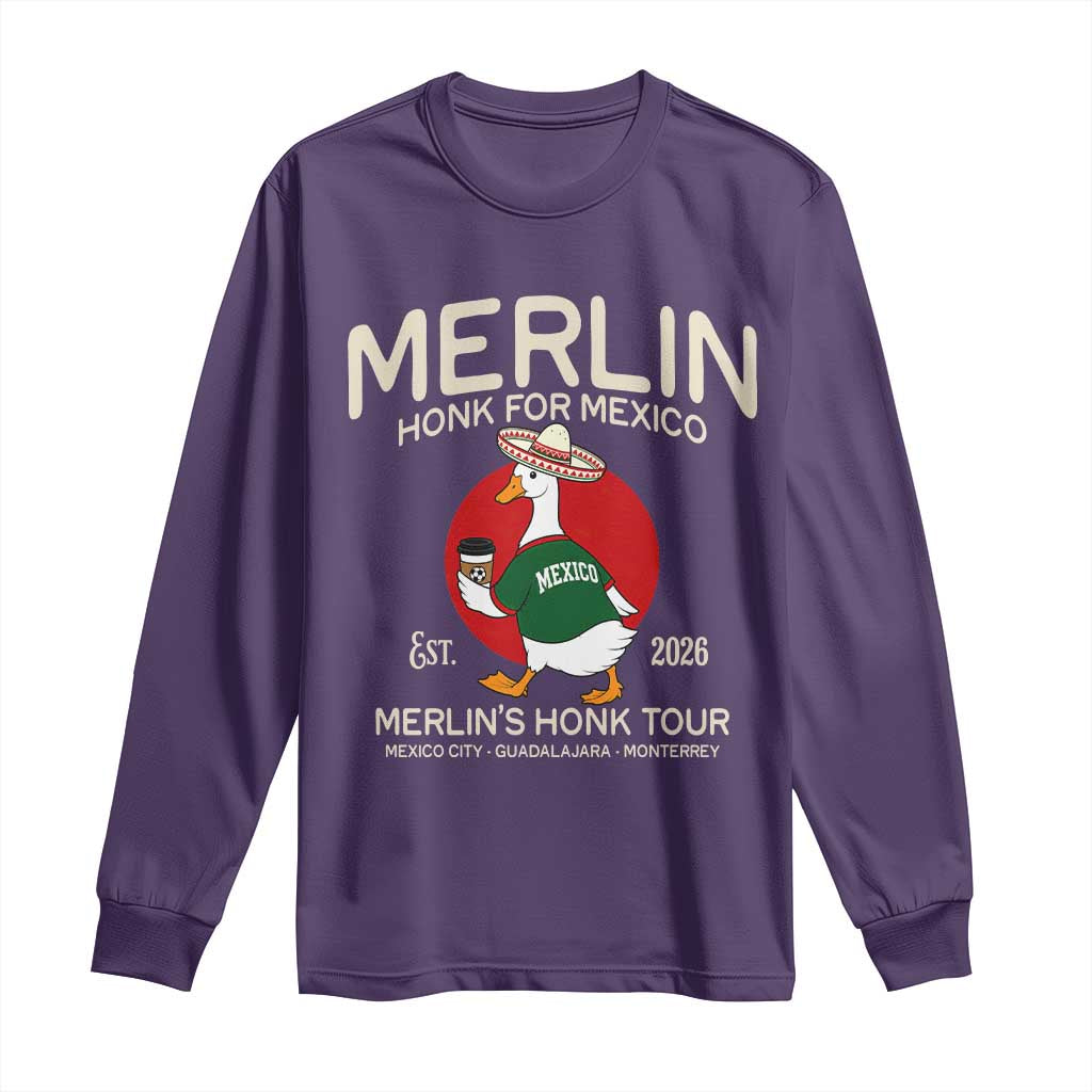 Merlin the Duck Honk Tour Mexico Retro Band Parody Long Sleeve Shirt Mexican Pride Soccer Locer Football Fans