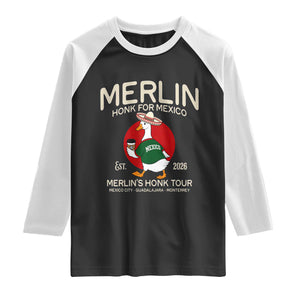 Merlin the Duck Honk Tour Mexico Retro Band Parody Raglan Shirt Mexican Pride Soccer Locer Football Fans
