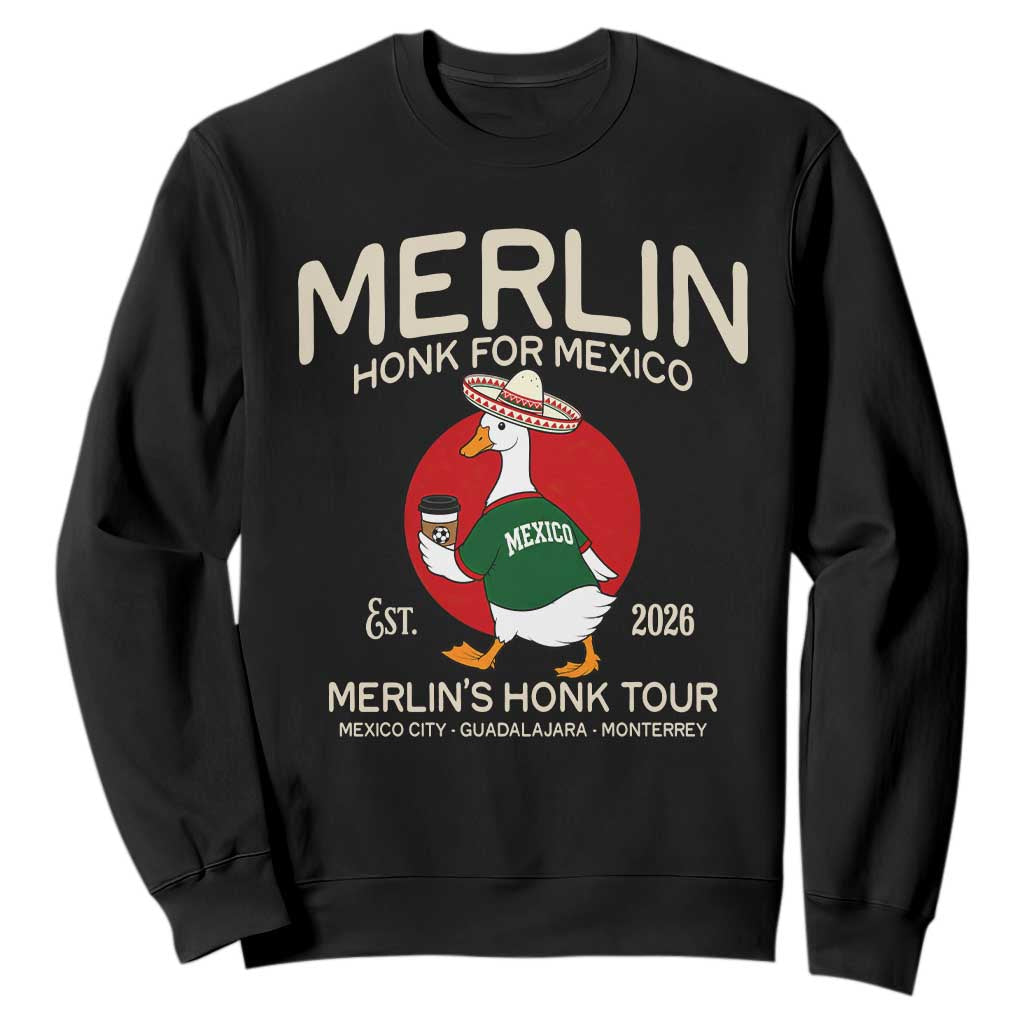 Merlin the Duck Honk Tour Mexico Retro Band Parody Sweatshirt Mexican Pride Soccer Locer Football Fans