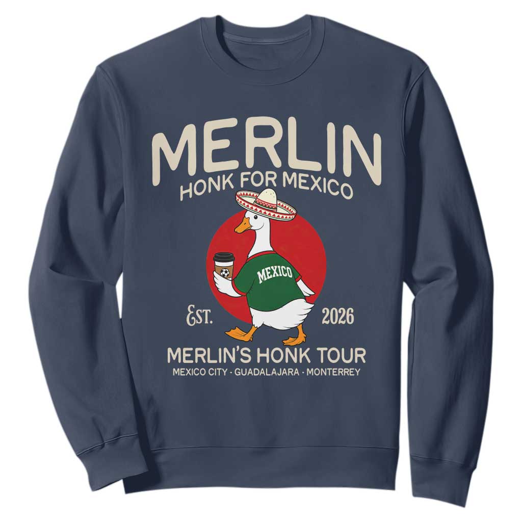 Merlin the Duck Honk Tour Mexico Retro Band Parody Sweatshirt Mexican Pride Soccer Locer Football Fans
